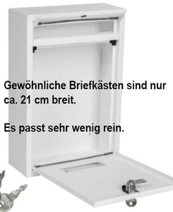 Extra super großer Edelstahl Briefkasten XXL Schwarz oder Edelstahl. 38 x 12 x 46 cm