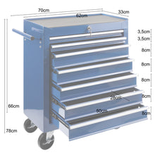 Laden Sie das Bild in den Galerie-Viewer, Werkstattwagen blau, 7 Schubladen