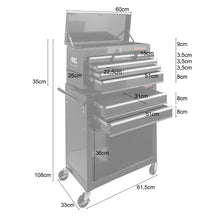 Laden Sie das Bild in den Galerie-Viewer, Werkstattwagen, schwarz 9 Schubladen