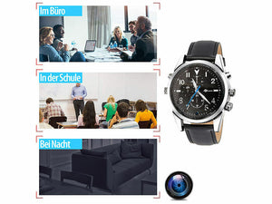 Video-Armbanduhr, Full HD, Nachtsicht, 4K-Fotos, Voicerecorder, 32GB